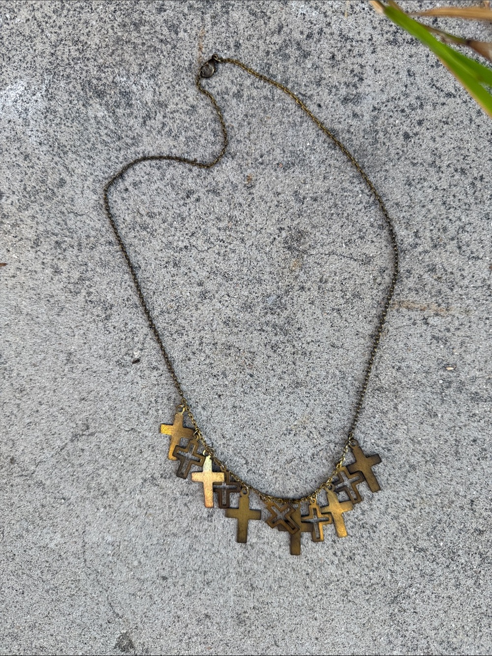 Multi-Cross Brass Necklace in Gold